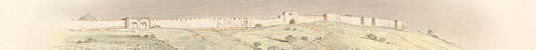 Las murallas de Jerusalén vistas desde el jardín de Getsemaní. Colección "Jerusalem in 19th Century Art" de James E. Lancaster, Ph.D.  http://ljames1.home.netcom.com/oldprints.html